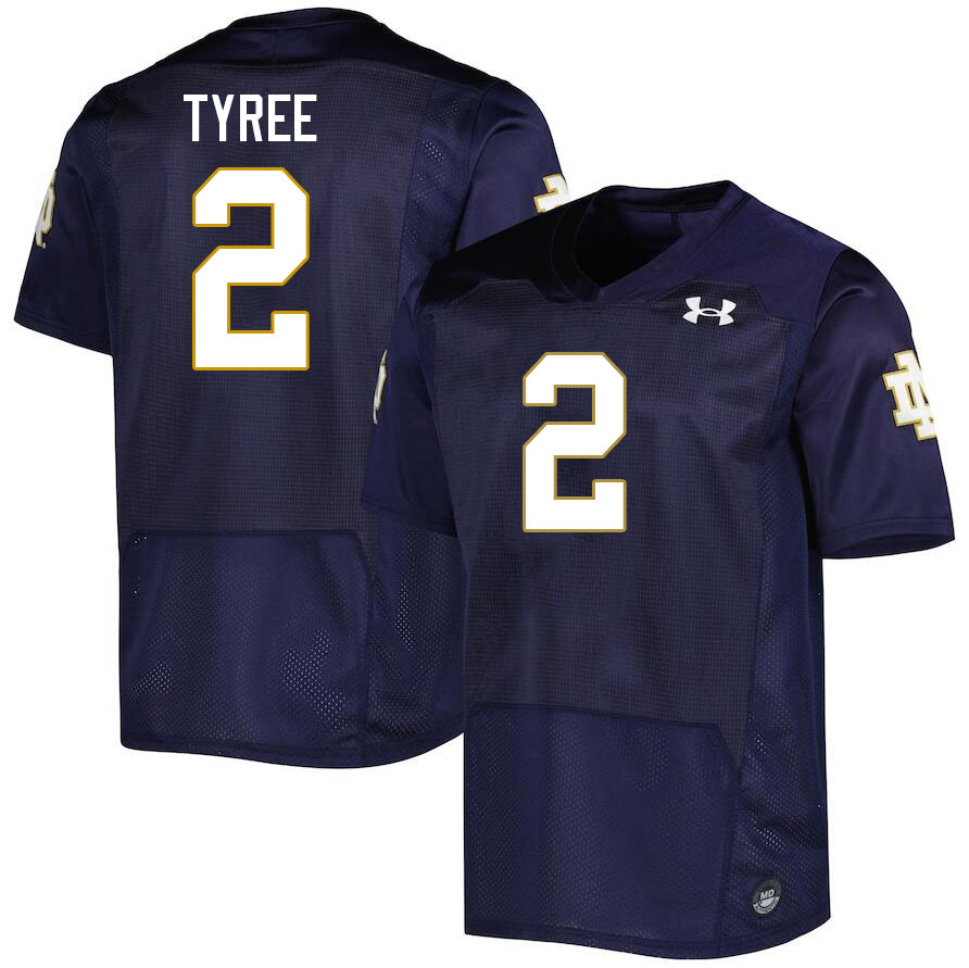 Men #2 Chris Tyree Notre Dame Fighting Irish College Football Jerseys Stitched-Navy